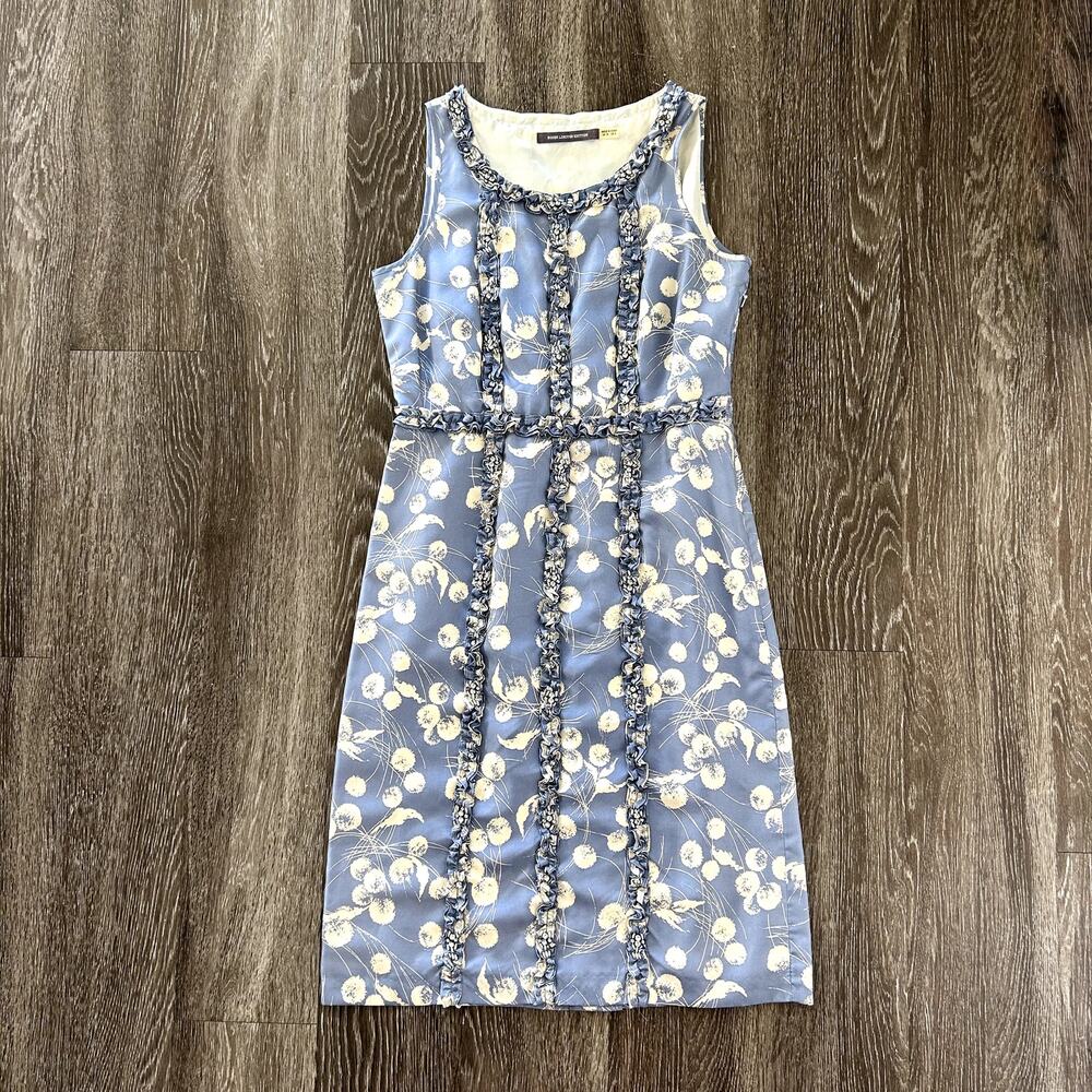 EUC Boden Limited‎ Edition 100% Silk Blue Floral Embellished Sheath Dress Size 6